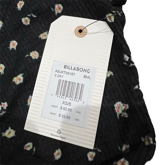 NWT Billabong Women's XS Floral V-Neck Short Sleeve Waffle Knit Top Multicolor - Picture 8 of 10